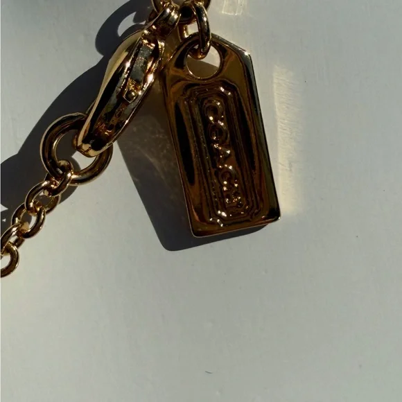 Coach Gold and Purple Leaf Pendant Necklace - Picture 5 of 5